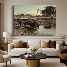 TosbArt Léon Belly Nil Kıyısı Afrika Manzarası Kanvas Tablo Sanat Tablosu Ressam Tablosu