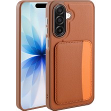 HTstore Galaxy Uyumlu A17 Kılıf Kartlıklı Zore X-Kart Silikon Kapak-Kahverengi