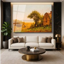TosbArt Jasper Francis Cropsey Hasat Zamanı Çiftlik Kırsal Temperli Cam Tablo Sanat Tablosu