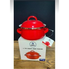 abnturk 12CM Kırmızı Renk Emaye Mini Tencere