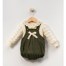 Minicayzen Bella Lace Romper Haki Fisto Yakalı Kız Bebek Salopet