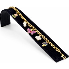 Pangu Renkli Mantar Figürlü Altın Kaplama Bijuteri Charm Bileklik