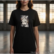 Etoile Studio Unisex %100 Pamuklu Oversize Grafik Baskılı Bisiklet Yaka Tişört Ninja