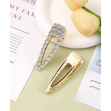 Reborn Design Gold Renk Zirkon Taşlı Üçgen Model 8 cm Metal Pens Toka