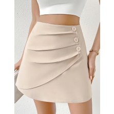 Balva Konsept Kadın Kayısı Renk Kat Detaylı Ince Kumaş Mini Etek