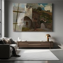 TosbArt Jean-Baptiste-Camille Corot Italyan Köy Kilisesi Mimari Temperli Cam Tablo Sanat Tablosu