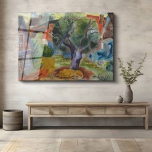 TosbArt Marc Chagall Köy Kırsal Manzara Temperli Cam Tablo Sanat Tablosu Dekoratif Tablo