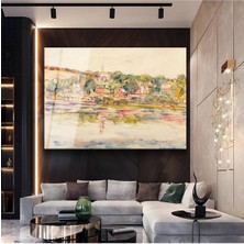 TosbArt Paul Cézanne Nehir Kıyısı Peyzaj Resmi Temperli Cam Tablo Sanat Tablosu Dekoratif Tablo