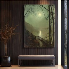 TosbArt John Atkinson Grimshaw Göl Kenarı Ay Işığı Kanvas Tablo Sanat Tablosu Ressam Tablosu