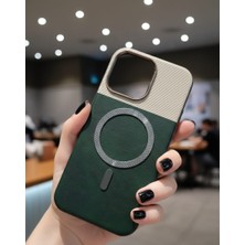 KumOziShop iPhone 16 Promax Magsafe Özellikli Metal Tuşlu Deri Premium Kılıf