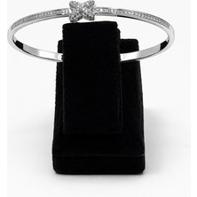 Pangu Ortası Figürlü Zirkon Taş Detaylı Gümüş Renk Çelik Kelepçe Bilezik