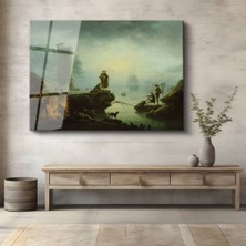 TosbArt Claude-Joseph Vernet Liman Balıkçılar Kule Manzarası Temperli Cam Tablo Sanat Tablosu