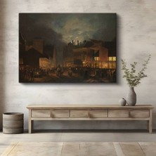 TosbArt Abraham Cooper Gece Pazarı Şehir Manzarası Kanvas Tablo Sanat Tablosu Ressam Tablosu