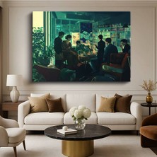 TosbArt Jeremy Mann Kitaplıklı Salon Ev Iç Mimarisi Kanvas Tablo Sanat Tablosu Ressam Tablosu