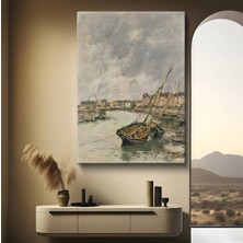 TosbArt Eugène Boudin Liman Tekne Manzarası Kanvas Tablo Sanat Tablosu Ressam Tablosu
