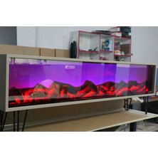 Craft Concept Tv Sehpası Full Şömineli Kumandalı Bluetooth 4 Modlu BEJ ANEMON Ünite 170 CM MDF Metal SİYAH Ayak