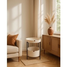 Elf Consept Orta Sehpa Geniş Yan Sehpa Zigon Sehpa Beyaz Çantalı Sehpa Gazetelik Kitaplık Çiçeklik