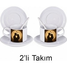 Bade Sevgililer Gününe Özel 2li Kaşıklı Fincan Seti