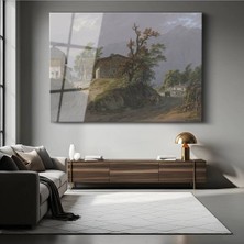 TosbArt Caspar Wolf Dağ Köyü Kırsal Manzarası Temperli Cam Tablo Sanat Tablosu Dekoratif Tablo