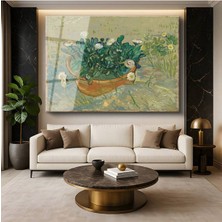 TosbArt Vincent Van Gogh Saksıda Papatyalar Çiçek Natürmortu Temperli Cam Tablo Sanat Tablosu