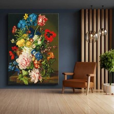 TosbArt Jan Van Huysum Bahar Çiçekleri Renkli Buket Kanvas Tablo Sanat Tablosu Ressam Tablosu