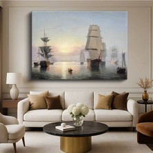 TosbArt Fitz Hugh Lane Durgun Deniz Yelkenliler Resmi Kanvas Tablo Sanat Tablosu Ressam Tablosu