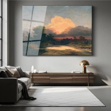 TosbArt Thomas Cole Günbatımı Doğa Manzarası Temperli Cam Tablo Sanat Tablosu Dekoratif Tablo