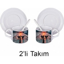 Bade Sevgililer Gününe Özel 2li Kaşıklı Fincan Seti