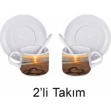 Bade Sevgililer Gününe Özel 2li Kaşıklı Fincan Seti