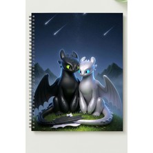 Black-One Siyah&beyaz  Ejder A5 Metal Spiralli Çizgisiz Kalın Bristol Kapak Siyah&beyaz  Ejder Defter