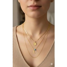Elora Veyn Kadın Gold Harmony Kombin Üçlü L Harfli Kolye