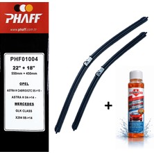 Phaff Astra H (2004-2013) Ön Silecekleri (Sol Sağ 550MM+450MM) ve Börfh 32 ml Konsantre Cam Suyu Şampuanı Seti