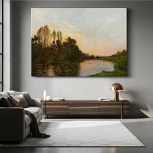 TosbArt Charles-François Daubigny Nehir Kıyısı Günbatımı Peyzaj Resmi Kanvas Tablo Ressam Tablosu