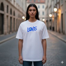 Etoile Studio Sevgili Kombini Unisex %100 Pamuklu Oversize Grafik Baskılı Bisiklet Yaka Tişört Nazarlove