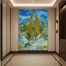 TosbArt Vincent Van Gogh Iki Selvi Ağacı Doğa Kanvas Tablo Sanat Tablosu Ressam Tablosu