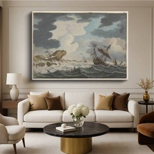 TosbArt Willem Van De Velde Fırtınada Gemiler Deniz Resmi Kanvas Tablo Ressam Tablosu