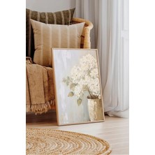 AR AJANS KANVAS TABLO Cozy Stil Saksıda Beyaz Çiçek Çerçeveli Mdf Tablo