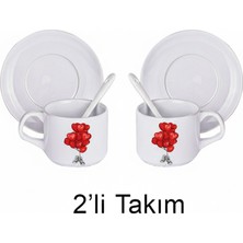 Bade Sevgililer Gününe Özel 2li Kaşıklı Fincan Seti