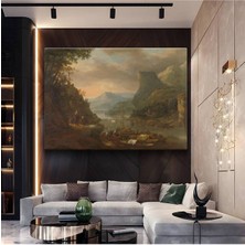 TosbArt Herman Van Swanevelt Dağlık Nehir Peyzajı Kanvas Tablo Sanat Tablosu Ressam Tablosu