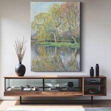 TosbArt Claude Monet Bahar Ağaçları Göl Manzarası Kanvas Tablo Sanat Tablosu Ressam Tablosu