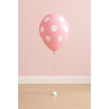 Pembe Beyaz Puantiye Balon 25'li