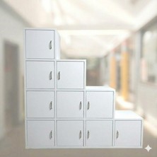 Mukotoys 10 Bölmeli Kapaklı Basamaklı Çok Amaçlı Dolap (Mdf) 30X30 Beyaz