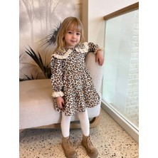 Butik Kız Çocuk %100 Pamuklu Leopar Desenli Elbise