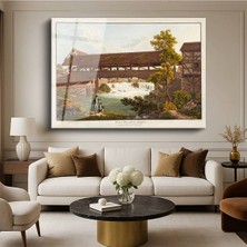 TosbArt Carl Bleuler Laufenburg Köprüsü Isviçre Resmi Temperli Cam Tablo Sanat Tablosu Dekoratif Tablo