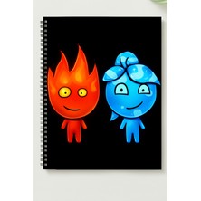 Black-One Ateş ve Su A5 Metal Spiralli Çizgisiz Kalın Bristol Kapak Ateş ve Sudefter