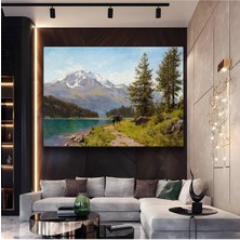 TosbArt Albert Bierstadt Dağ Gölü Doğa Manzarası Kanvas Tablo Sanat Tablosu Ressam Tablosu