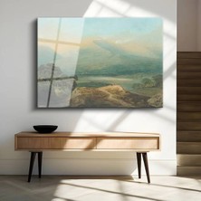TosbArt J.m.w. Turner Dağ Vadisi Gün Doğumu Temperli Cam Tablo Sanat Tablosu Dekoratif Tablo