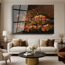 TosbArt Johann Wilhelm Preyer Zengin Meyve Kompozisyonu Natürmort Temperli Cam Tablo Sanat Tablosu