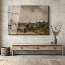 TosbArt John Constable Londra Şehir Manzarası Temperli Cam Tablo Sanat Tablosu Dekoratif Tablo