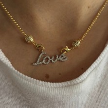 Mare Accessories Zirkon Taşlı “love” Yazılı Kolye